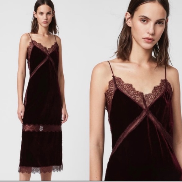 All Saints Dresses & Skirts - AllSaints Noa Velvet & Lace Slip Dress